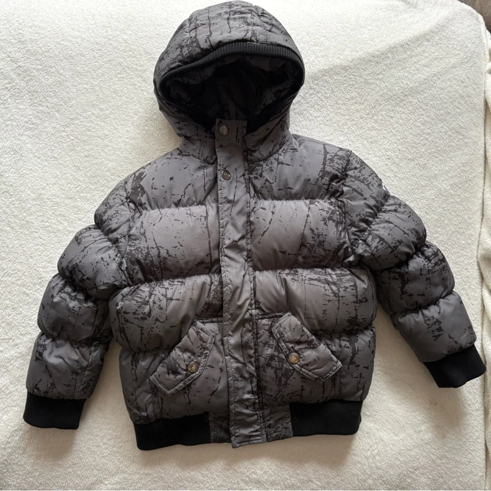 Appaman Charcoal and Black Kids Puffer Jacket 80% Duck Down 20 Feathers